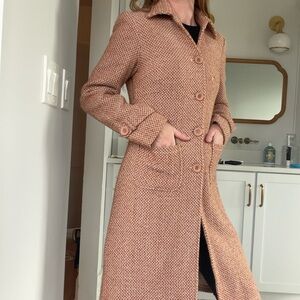 Women's rust orange and cream tweed vintage Pea Coat